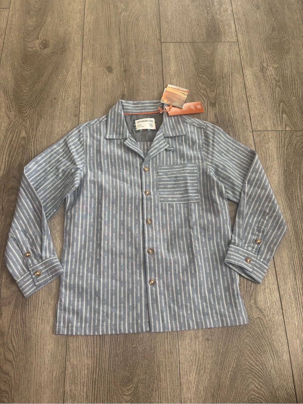 Sovereign Code Blue & White Striped Casual Button-Down Shirt